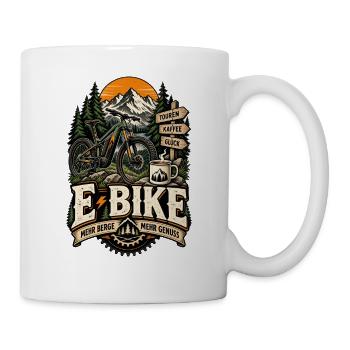 E-Bike – Berge, Kaffee, Freiheit - Tasse - Weiß - Rechts
