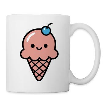 Kawaii Eiswaffel Gesicht Icon - Tasse - Weiß - Rechts