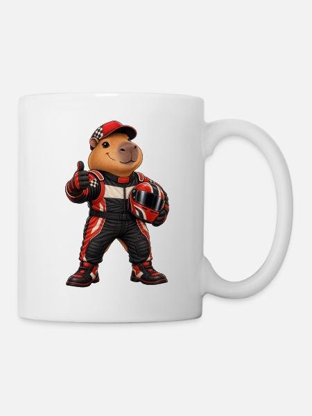 Capybara Rennfahrer - Motorsport Racing Design - Tasse - Weiß