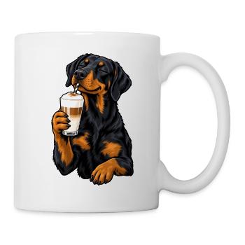 Beauceron mit Latte Macchiato - Tasse - Weiß - Rechts