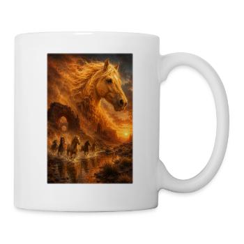 Mustangs im Canyonfluss bei Sonnenuntergang - Tasse - Weiß - Rechts