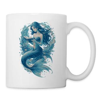 Meerjungfrau beim Lesen | Buchliebhaber Design - Tasse - Weiß - Rechts