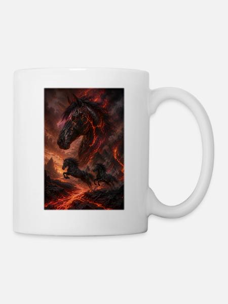 Lavapferde im Vulkanfeuer - Tasse - Weiß