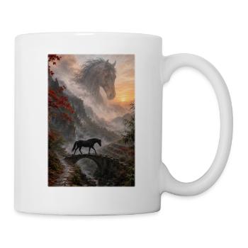 Nebel Pferd auf Bergbrücke - Tasse - Weiß - Rechts