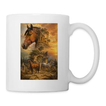 Pferde im antiken Tempelgold - Tasse - Weiß - Rechts