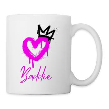 BADDIE PINKES SPRAYHERZ KRONE STREETART, POWER - Tasse - Weiß - Rechts