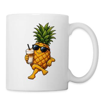 Ananas mit Latte Macchiato - Tasse - Weiß - Rechts