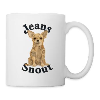 Beiger Kurzhaar-Chihuahua im Jeans-Flicken-Stil - Tasse - Weiß - Rechts