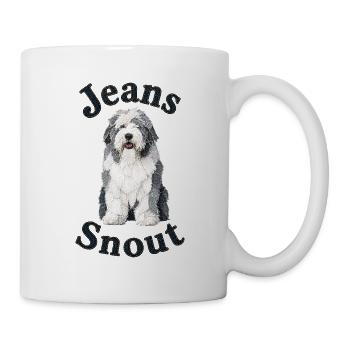 Bobtail im Jeansflicken-Stil - Tasse - Weiß - Rechts