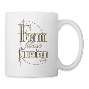 Form folgt Funktion – Ornament Metall - Tasse - Weiß - Rechts