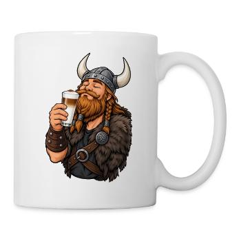 Wikinger mit Latte Macchiato - Tasse - Weiß - Rechts