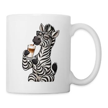 Zebra mit Latte Macchiato - Tasse - Weiß - Rechts