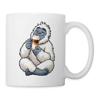 Yeti mit Latte Macchiato - Tasse - Weiß - Rechts