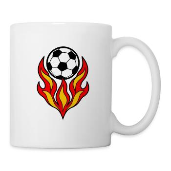 Fußball mit einer kräftigen Flammenkrone - Tasse - Weiß - Rechts