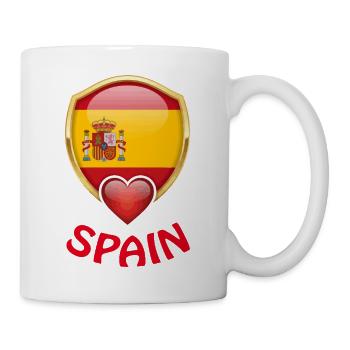 Spain Spanien Flagge Wappen Herz Fan T-Shirt - Tasse - Weiß - Rechts