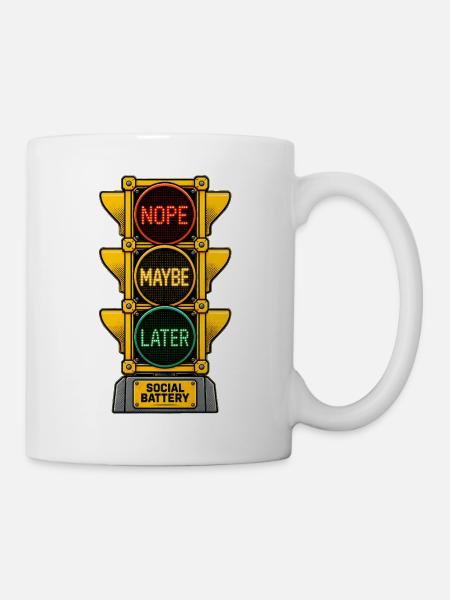 Soziale Batterie niedrige Introvertierte Ampel - Tasse - Weiß