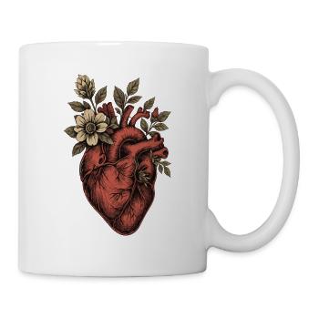 Graviertes Vintage-Blumenherz - Tasse - Weiß - Rechts