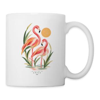 Flamingos unter Palmen und der Sonne – Die Natur der Gnade - Tasse - Weiß - Rechts