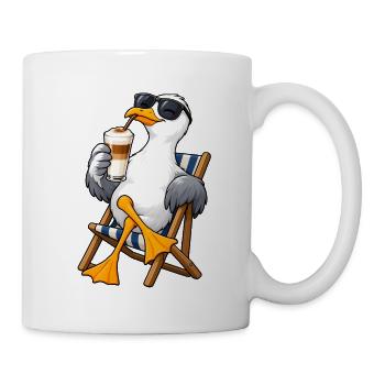 Möwe mit Latte Macchiato - Tasse - Weiß - Rechts