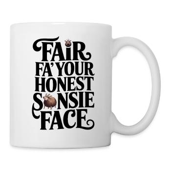 Mach dein ehrliches Gesicht - Tasse - Weiß - Rechts
