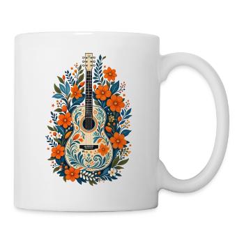 Florale Gitarre Wildblumen Musikliebhaber Blumenkunst Blumenkunst - Tasse - Weiß - Rechts