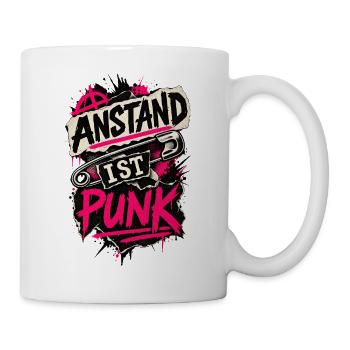 Anstand ist Punk – Pinkes Statement mit Nadel - Tasse - Weiß - Rechts