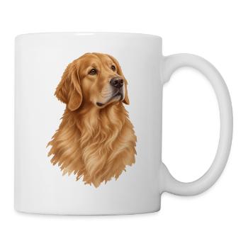 Golden Retriever Porträt – Goldener Hundeblick - Tasse - Weiß - Rechts