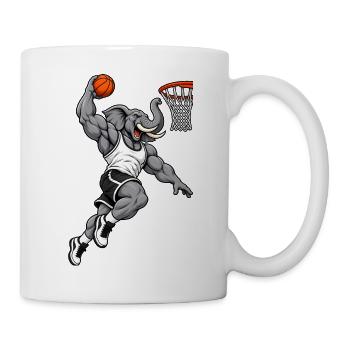 Elefant beim Basketball Slam Dunk - Tasse - Weiß - Rechts