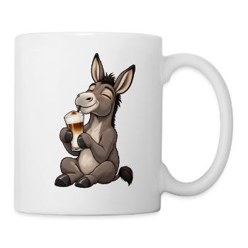 Esel mit Latte Macchiato - Tasse - Weiß - Rechts