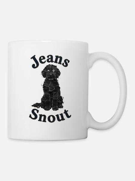 Schwarzer Doodle im Jeansflicken-Stil - Tasse - Weiß