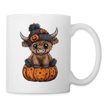 Kürbis-Kuh im Halloween-Look - Tasse - Weiß - Rechts