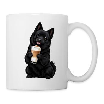 Schipperke mit Latte Macchiato - Tasse - Weiß - Rechts