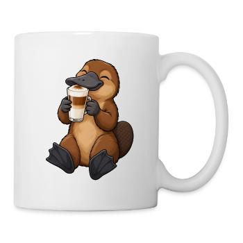Schnabeltier mit Latte Macchiato - Tasse - Weiß - Rechts