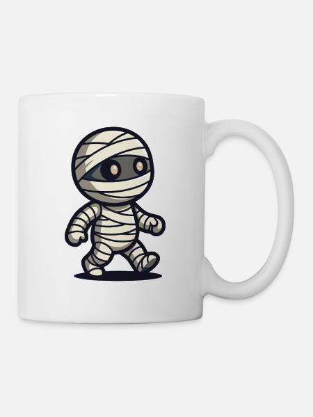 Süße Cartoon-Mumie läuft mit Verbänden - Tasse - Weiß