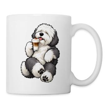 Bobtail mit Latte Macchiato - Tasse - Weiß - Rechts