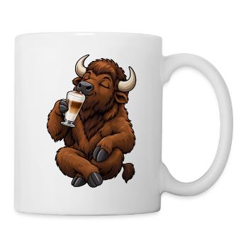  Bison mit Latte Macchiato - Tasse - Weiß - Rechts