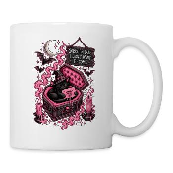 Gothische Katze im pinken Sarg - Tasse - Weiß - Rechts
