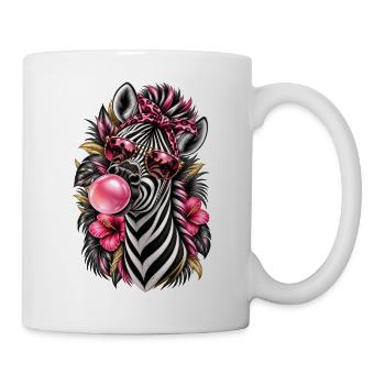 Frech gestreift – Zebra mit Style - Tasse - Weiß - Rechts