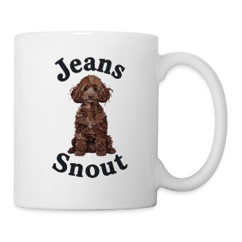 Brauner Pudel im Jeansflicken-Stil - Tasse - Weiß - Rechts
