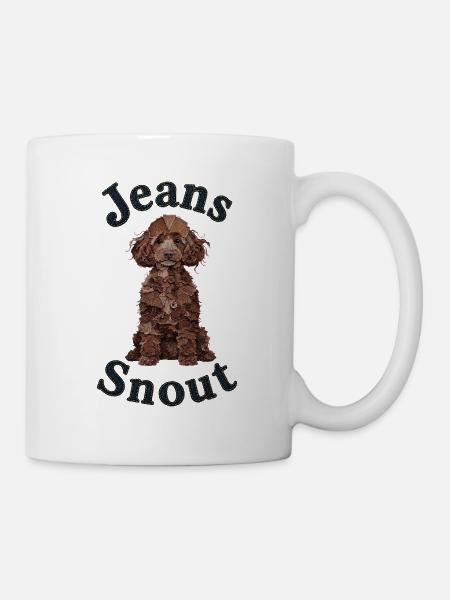 Brauner Pudel im Jeansflicken-Stil - Tasse - Weiß
