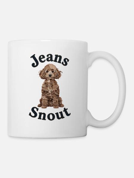Hellbrauner Pudel im Jeansflicken-Stil - Tasse - Weiß