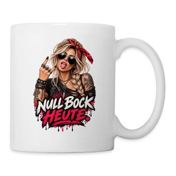 Null Bock heute – Rockige Rebellin - Tasse - Weiß - Rechts