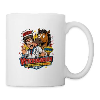 Tierarzt Comicmotiv Pferd & Dr Vet - Tasse - Weiß - Rechts