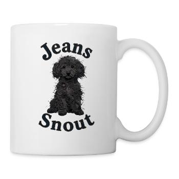Schwarzer Toypudel im Jeansflicken-Stil - Tasse - Weiß - Rechts