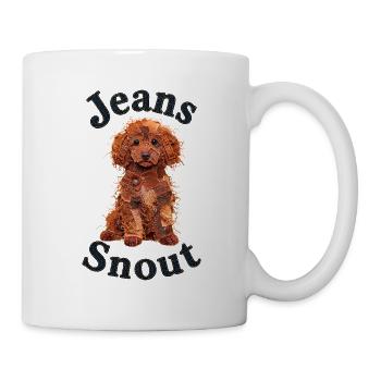 Orangener Toypudel im Jeansflicken-Stil - Tasse - Weiß - Rechts
