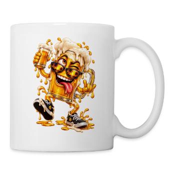 Lustiger Cartoon-Bierkrug mit Palmen - Tasse - Weiß - Rechts