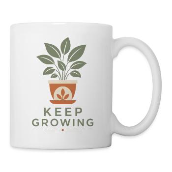 Keep Growing Pflanze Blumentopf Spruch Statement - Tasse - Weiß - Rechts