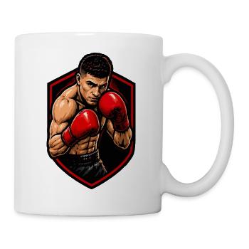 Boxer mit roten Handschuhen Schild - Tasse - Weiß - Rechts