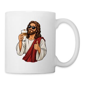 Jesus mit Latte Macchiato - Tasse - Weiß - Rechts