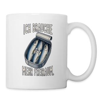 Ich brauche mehr Freiraum – Sardinen - Tasse - Weiß - Rechts